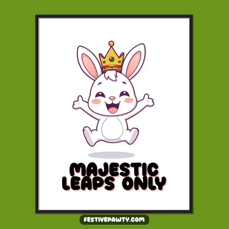 Funny Bunny Leaping Poster: Royal Joyful Art, Perfect for Walls