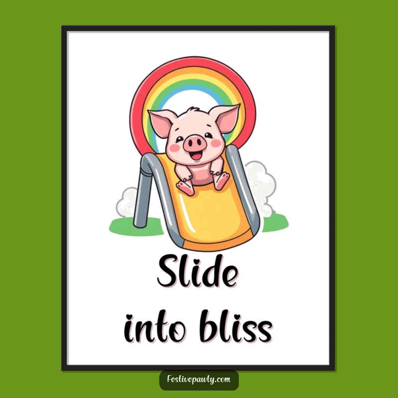 Funny Pig Rainbow Slide Poster: Brighten Your Walls with this Joyful, Funny Art Gift