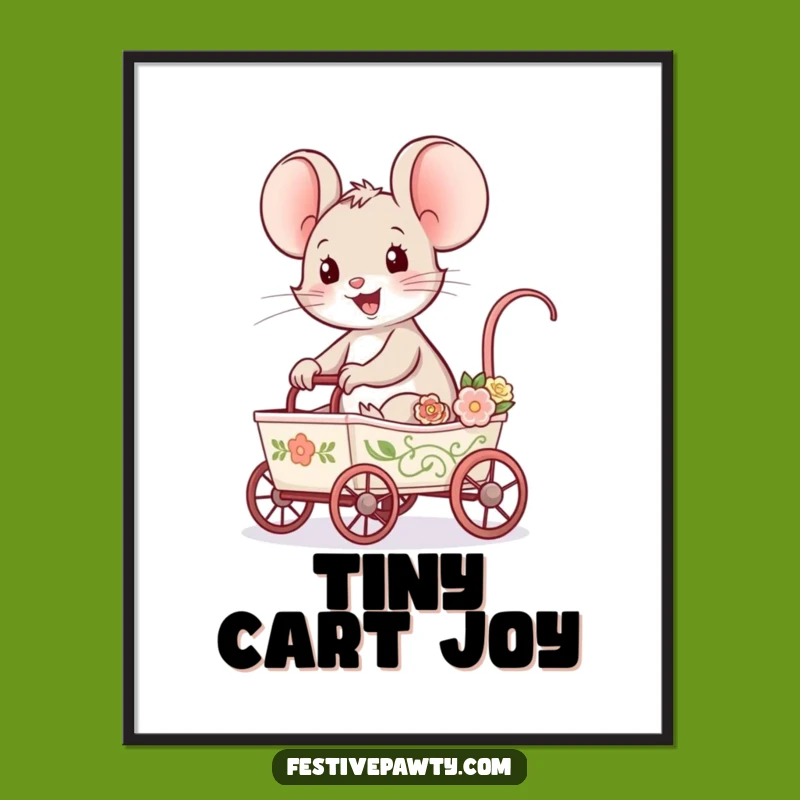 Funny Mouse Cart Ride Poster - Wall Art for a Whimsical and Joyful Space