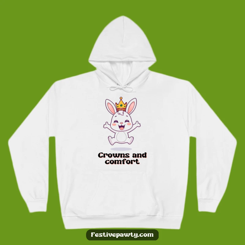 Funny Bunny King Hoodie: Cozy Crowned Rabbit Comfort, Adorable Gift