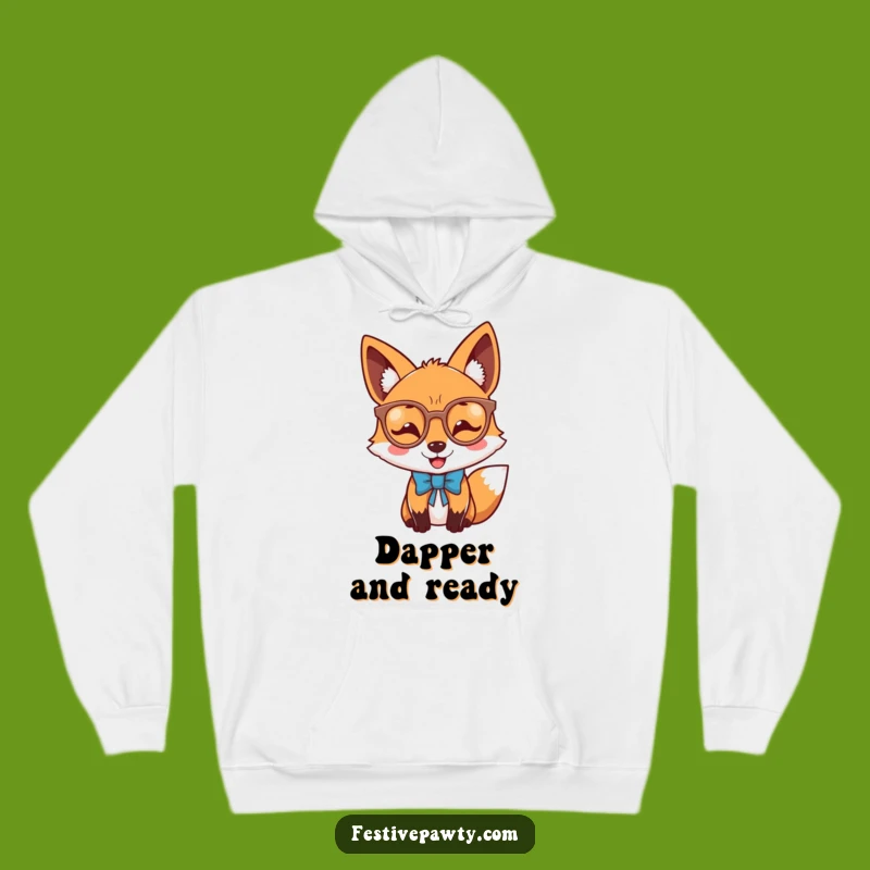 Cozy Funny Joyful Fox Glasses Bow Tie Hoodie: Warm & Dapper Comfort Gift