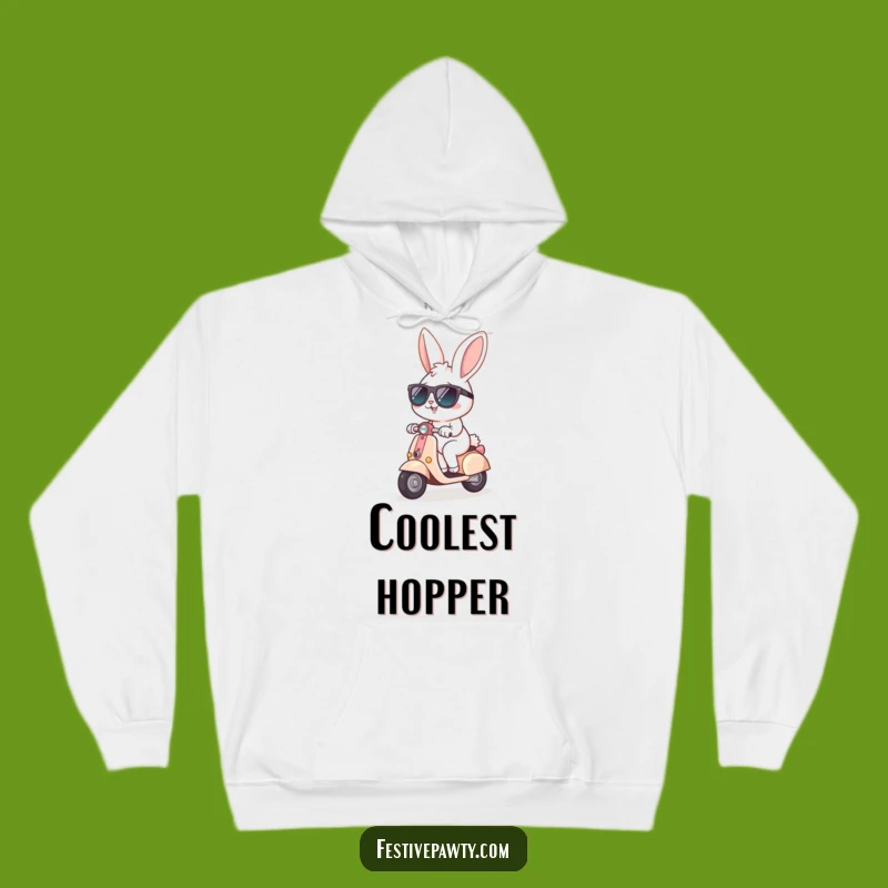 Funny Bunny Scooter Hoodie: Cozy Sunglasses Rabbit, the Ultimate Laid-Back Funny Gift!