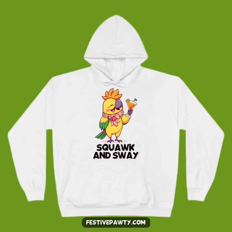 Funny Parrot Party Hoodie: Cozy Giggling Bird in Boa, the Ultimate Festive Funny Gift!