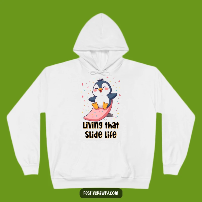 Funny Penguin Slide Hoodie: Cozy Giggles, Warm Arctic Charm, Perfect Funny Gift