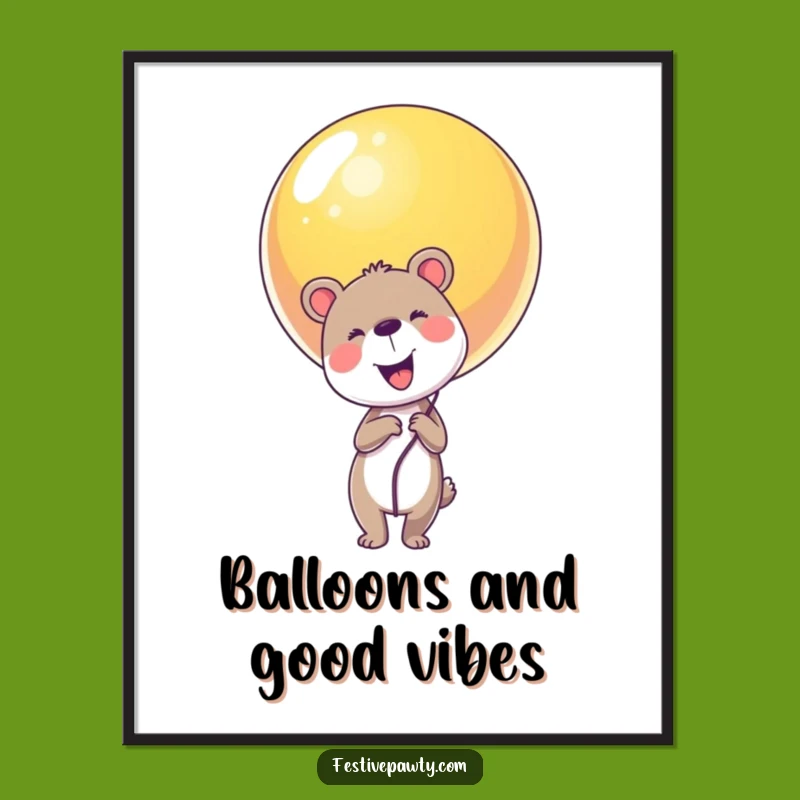 Free Printable Animal Wall Art - Funny Balloon Downloadable Art for Cheerful Decor