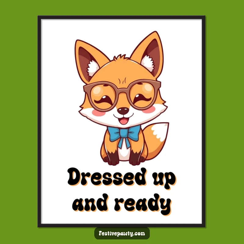 Funny Free Printable Wall Art Joyful Fox Party Style - Downloadable Decor