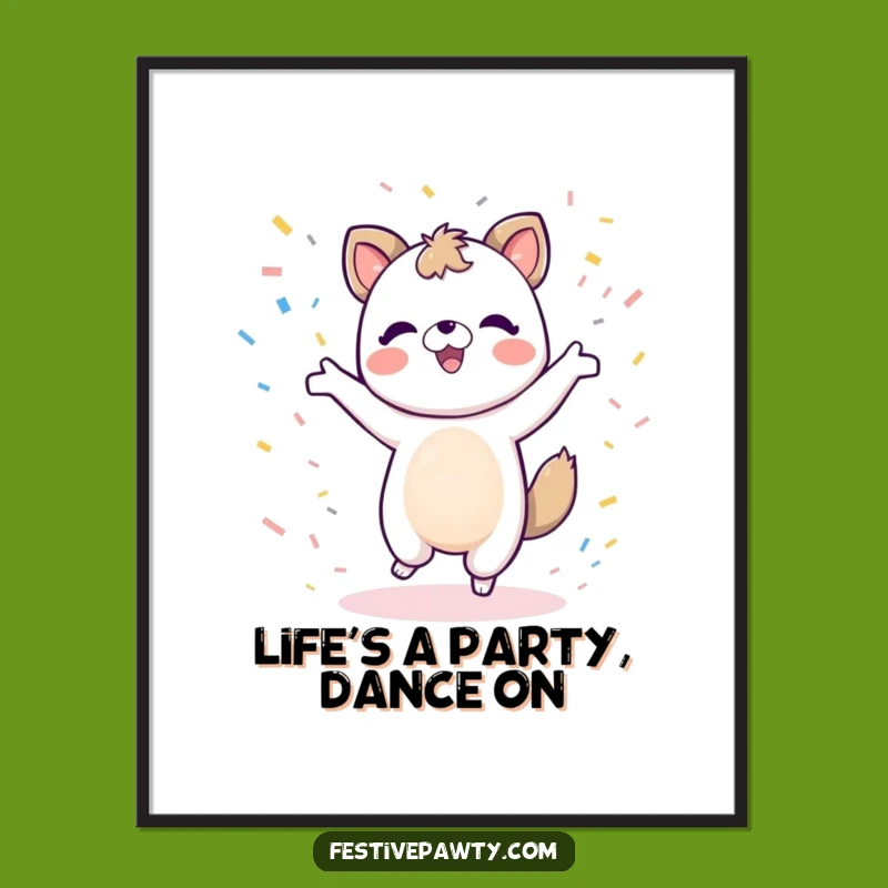 Free Printable Animal Wall Art - Funny Dancing Confetti Downloadable Art for Festive Spaces