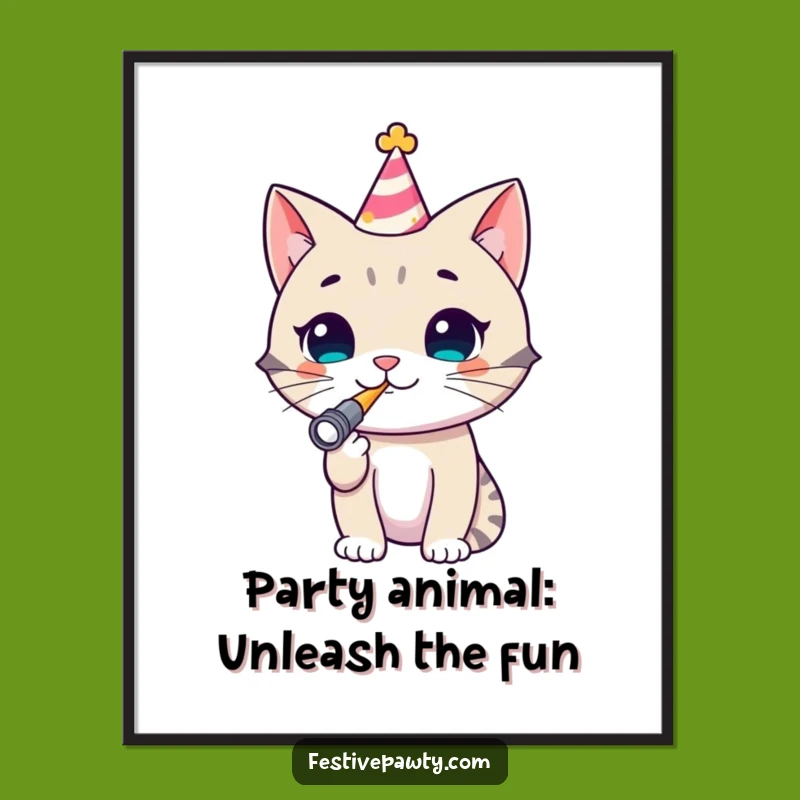 Free Printable Cat Art: Party Animal Downloadable Wall Decor for Fun Spaces