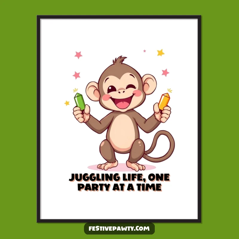 Free Printable Monkey Art: Hilarious Juggling Decor for a Playful, Fun Space