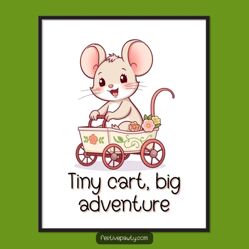 Free Printable Wall Art: Happy Mouse Cart Ride, Cute Downloadable Decor