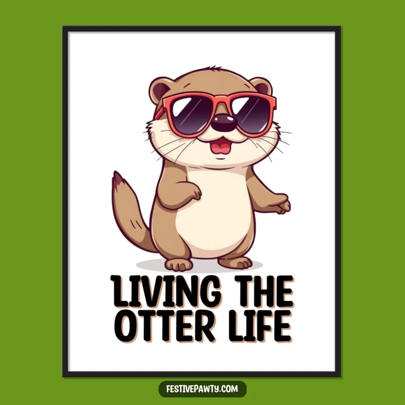 Funny Free Printable Wall Art: Otter Doing a Shimmy Downloadable Decor for a Groovy Space