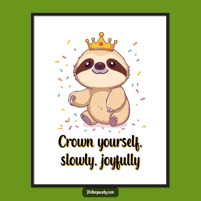 Funny Free Printable Wall Art: Sloth King Confetti Art