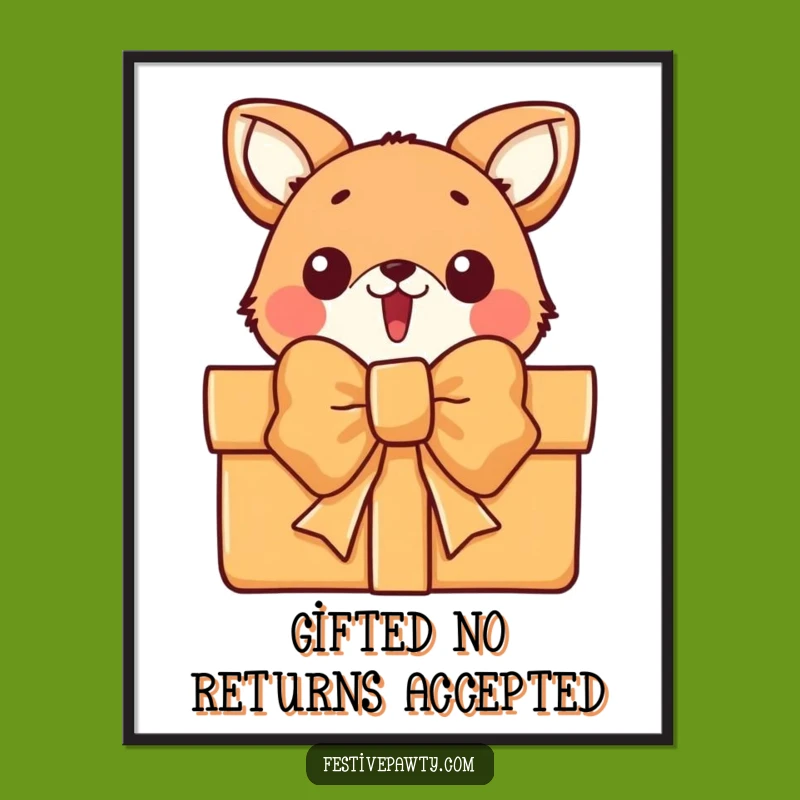 Funny Free Printable Wall Art: Surprise Animal Gift Bow Downloadable Decor