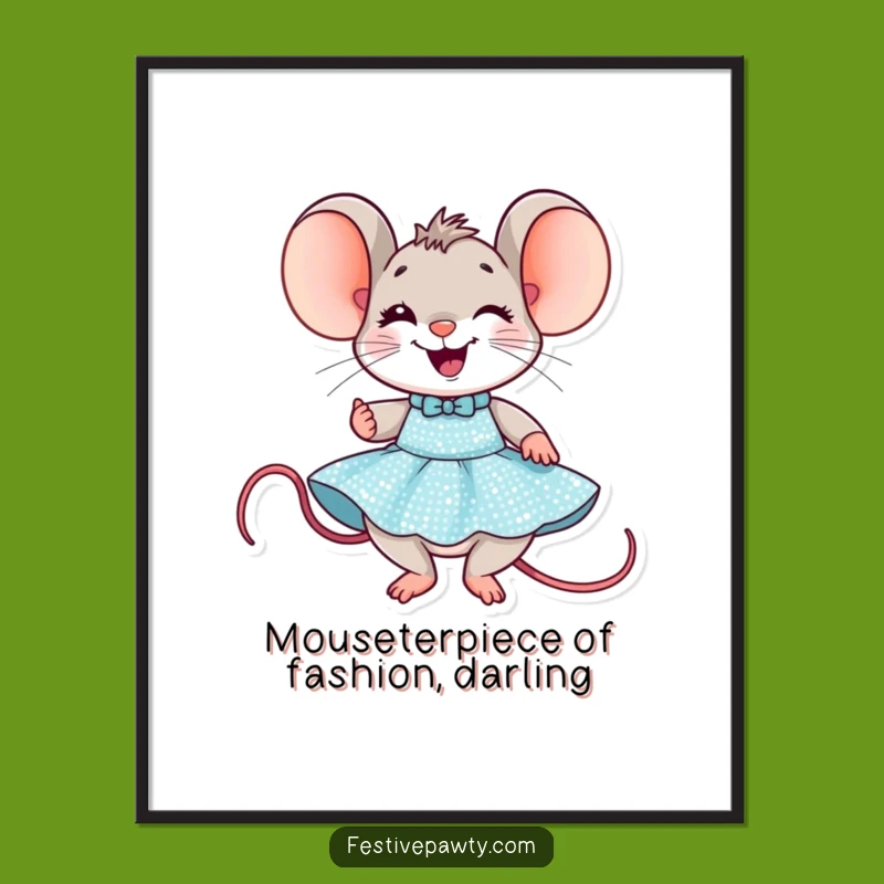 Free Printable Wall Art: Mouse Party Dress - Funny Downloadable Chic Fashion Decor