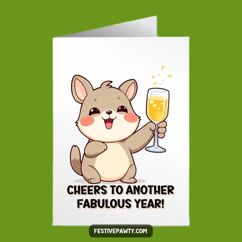Free Printable Birthday Card: Toasting Animal Funny Downloadable Gift