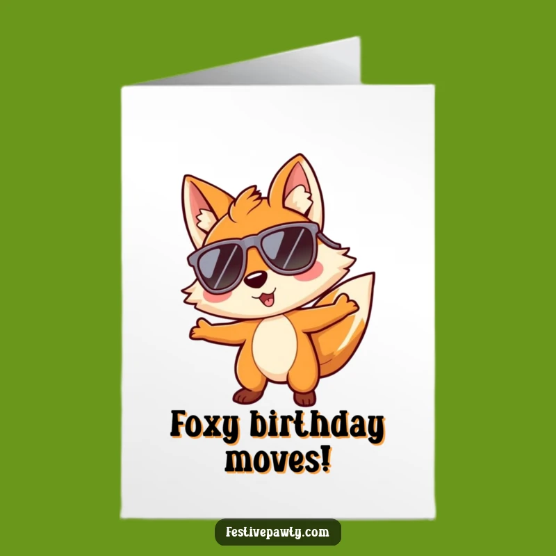 Free Printable Birthday Card: Cool Fox Grooving Sunglasses Humorous Downloadable Greeting