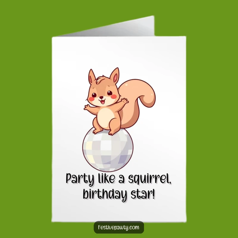 Free Printable Birthday Card: Disco Squirrel Dancing - Fun Downloadable Party Vibe!