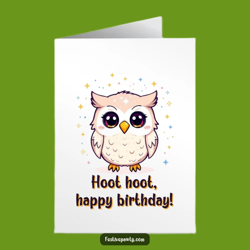 Free Printable Birthday Card: Glitter Owl Surprise, Funny Download!