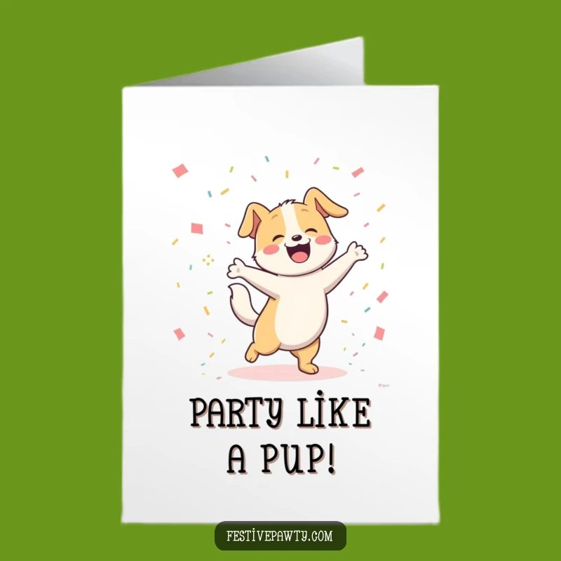 Free Printable Birthday Card: Joyful Dancing Dog, Confetti Fun, Funny Downloadable Gift