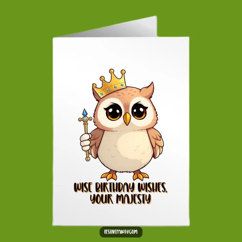 Free Printable Birthday Card: Royal Owl Celebration - Funny Downloadable King/Queen Gift