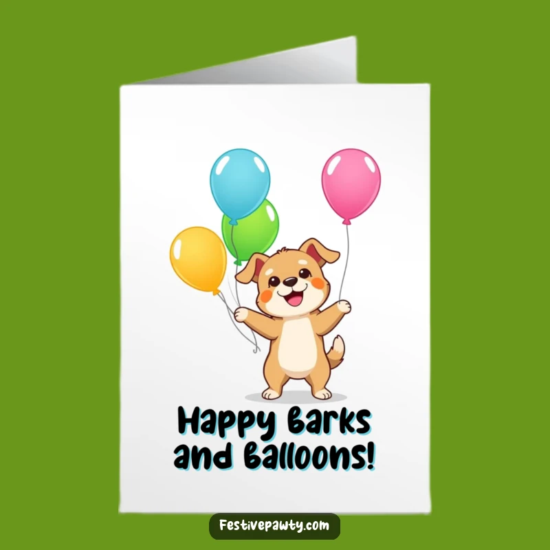 Free Printable Dog Birthday Card: Juggling Balloons Fun Downloadable Gift