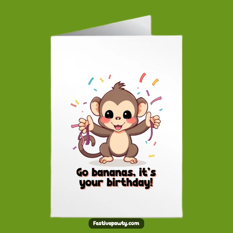 Free Printable Birthday Card: Monkey Streamer Fun, Funny Gift!