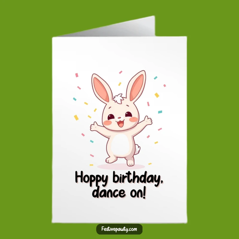 Free Printable Bunny Birthday Card: Confetti Dance Fun Downloadable Gift
