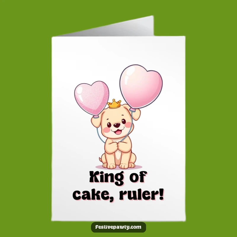 Free Printable Birthday Card: Royal Puppy King! Funny Downloadable Gift for Celebration