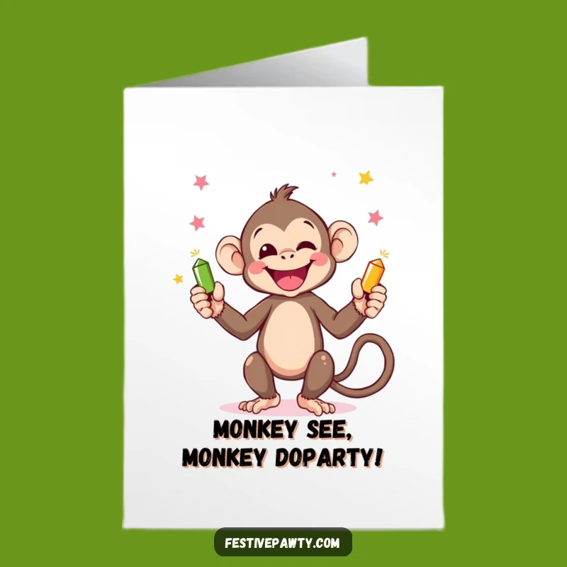 Free Printable Monkey Birthday Card: Hilarious Juggling Fun for a Joyful Celebration