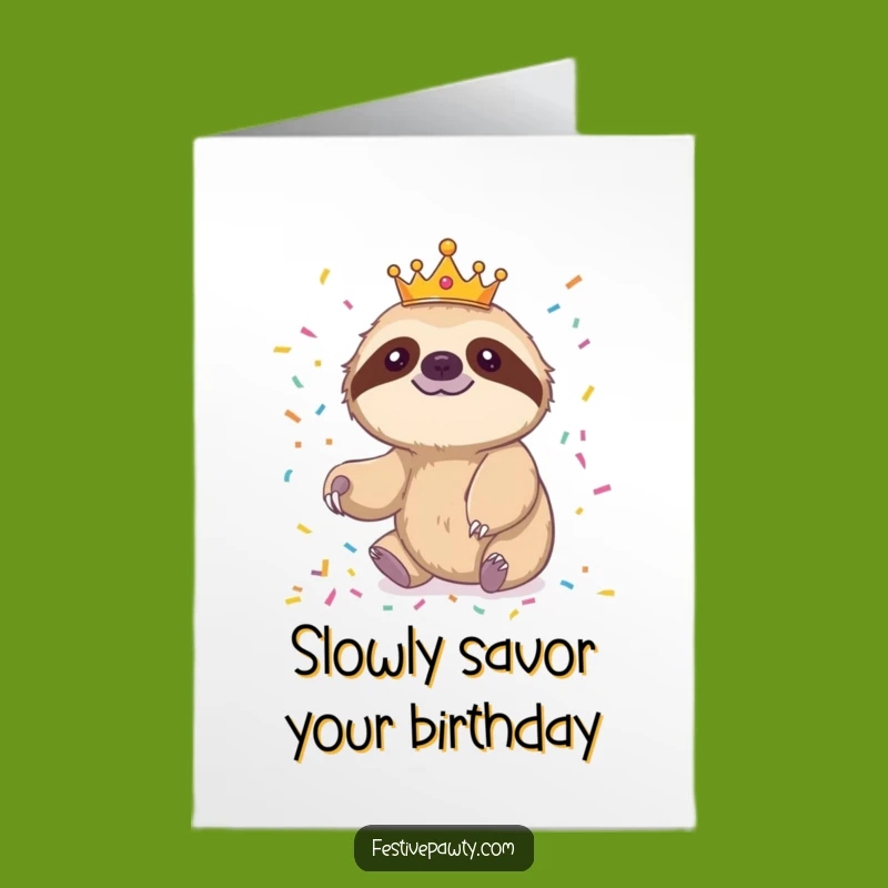 Free Printable Birthday Card: Sloth King Confetti Birthday
