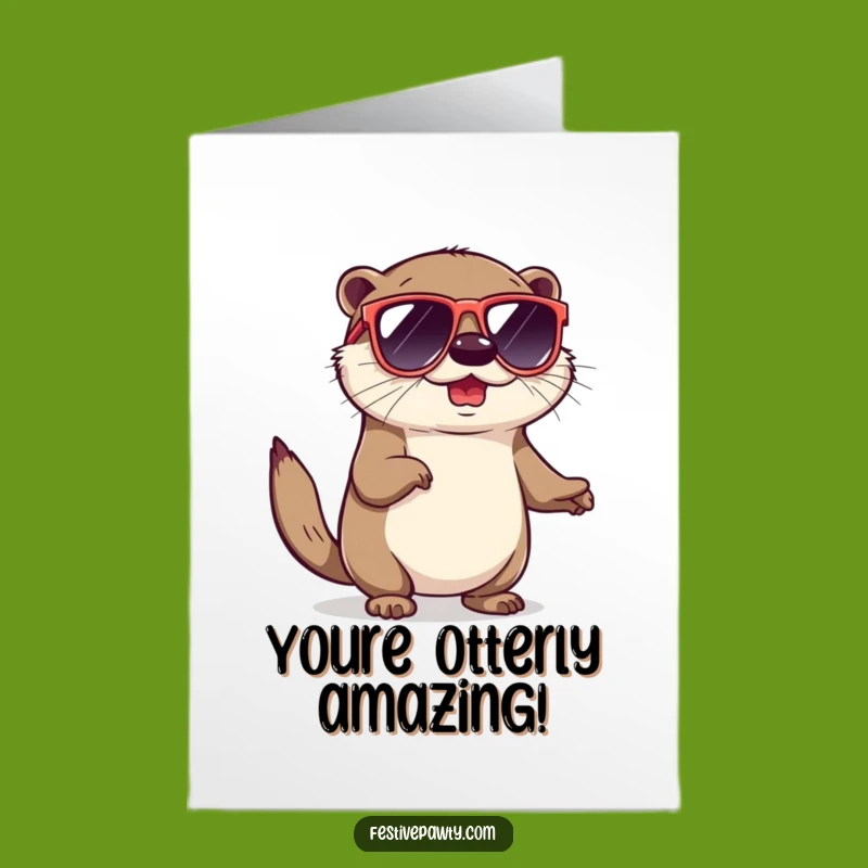 Free Printable Birthday Card: Cool Otter Shimmy Downloadable Gift for a Fun Celebration