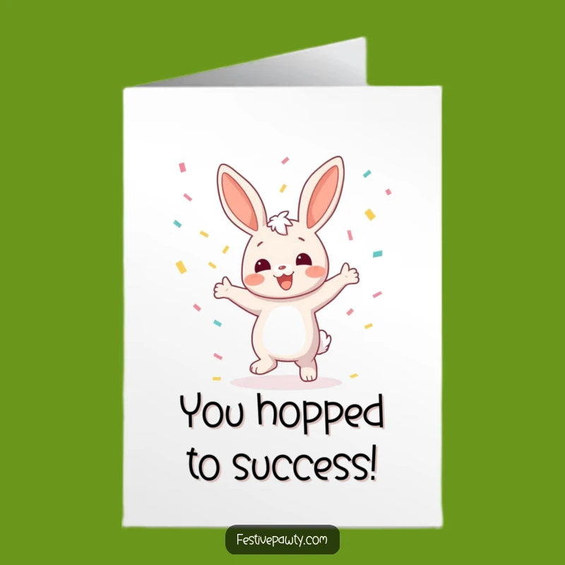 Free Printable Bunny Congrats Card: Confetti Celebration Downloadable Gift
