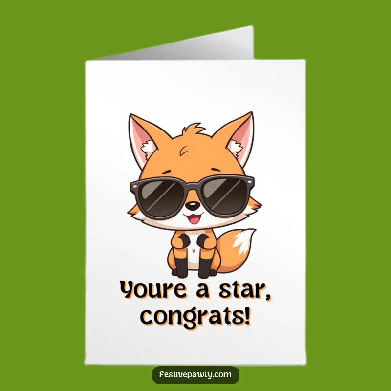 Free Printable Congrats Card: Diva Fox Cheers, Downloadable Glamour for Your Big Win