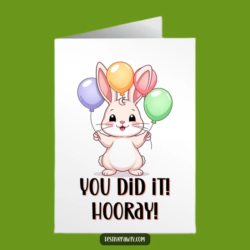 Free Printable Congrats Card: Juggling Rabbit Cheers, Downloadable Surprise for Any Achievement