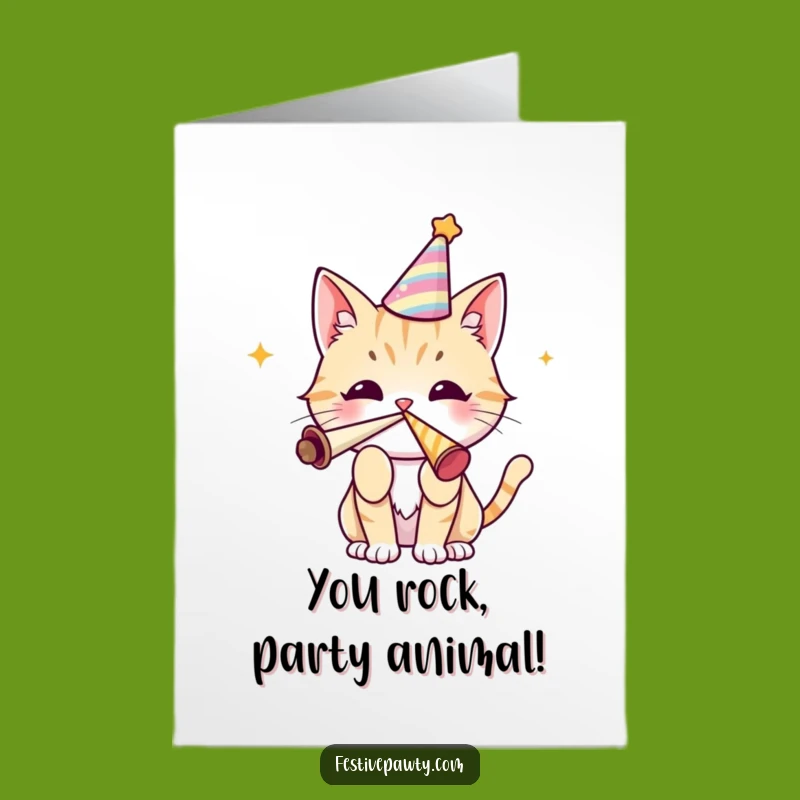 Free Printable Congrats Card: Party Cat Cheers Your Success!, Funny Downloadable