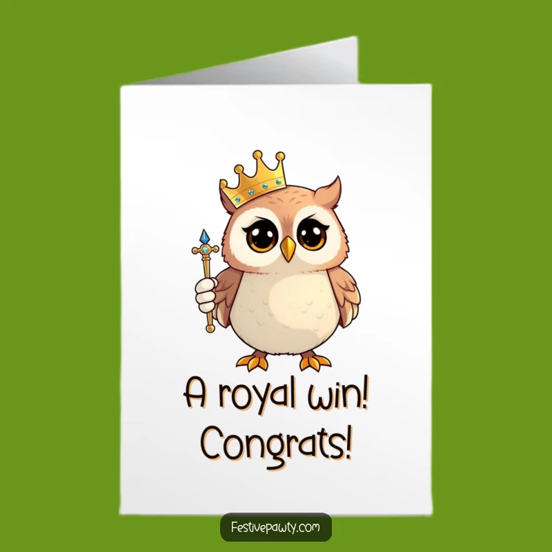 Free Printable Congrats Card: Royal Owl Success - Funny Downloadable Reigning Champ Gift