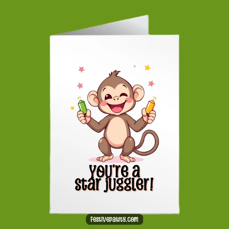 Free Printable Monkey Congrats Card: Juggling Joy for Your Awesome Achievements