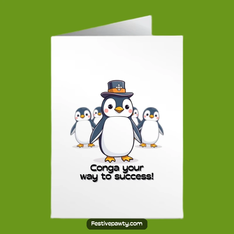 Free Printable Penguin Conga Line Congrats Card - Humorous Downloadable Celebration
