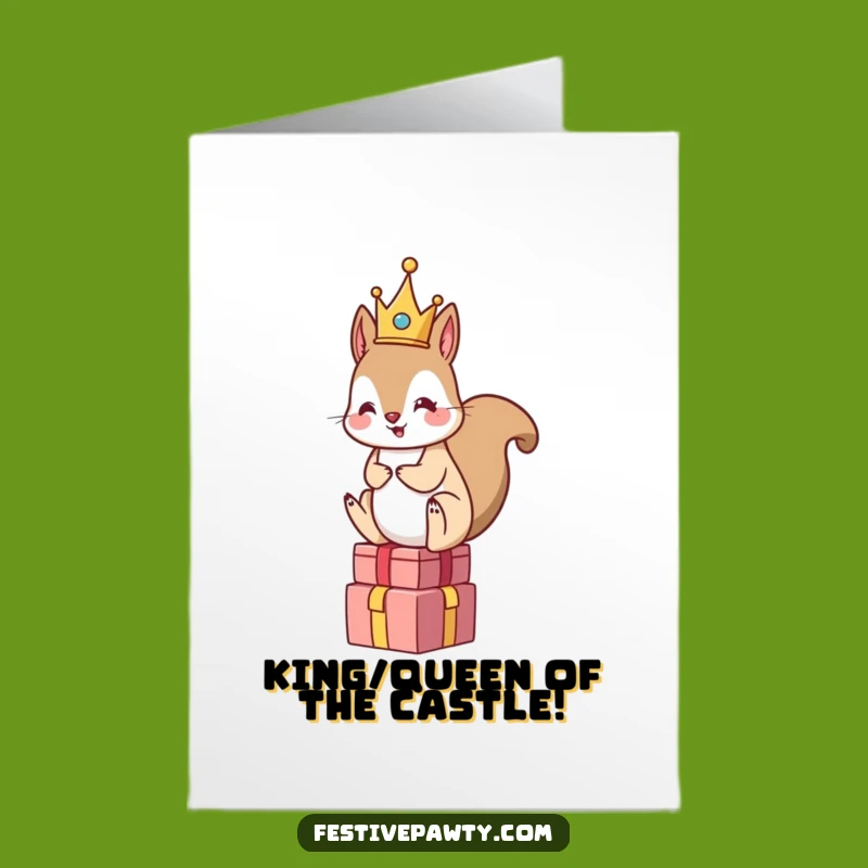 Regal Squirrel Congrats: Free Printable Crowned Winner Downloadable Gift