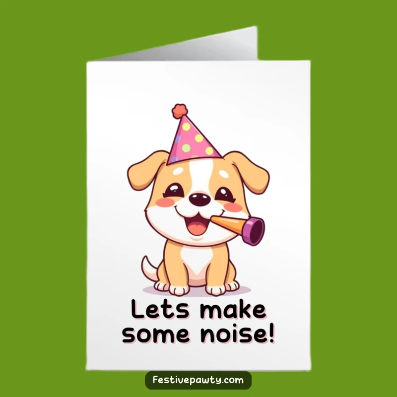 Free Printable Congrats Card: Cheerful Dog Celebrating - Party Vibes - DIY Download