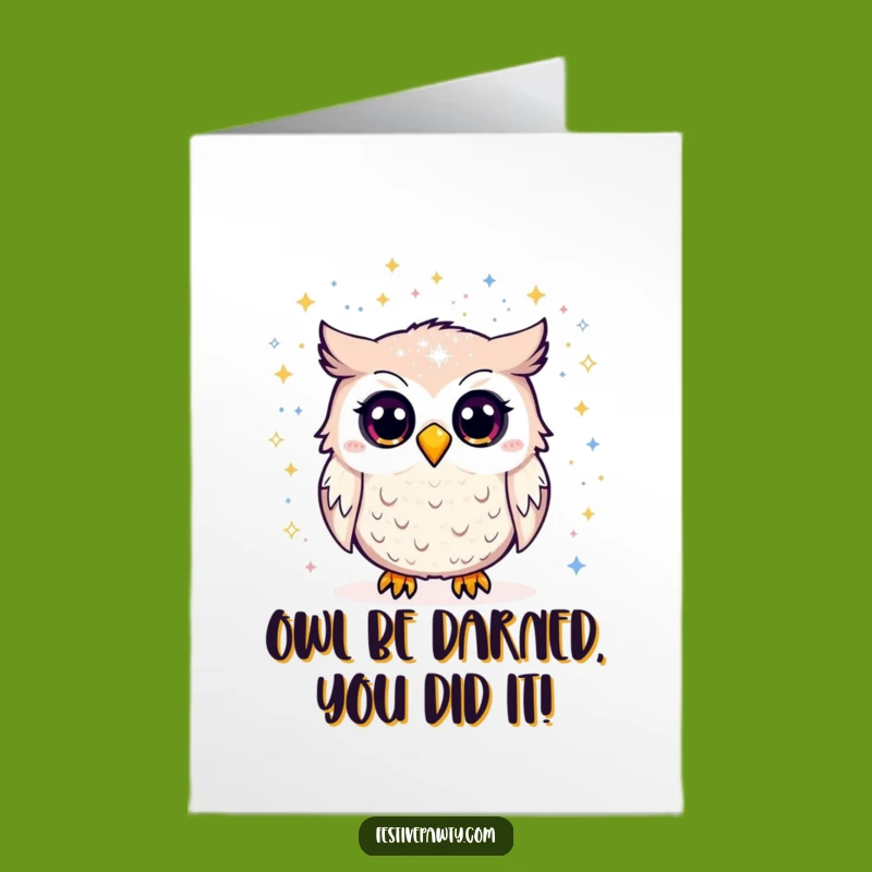 Free Printable Congrats Card: Glitter Owl Surprise, Funny Gift!
