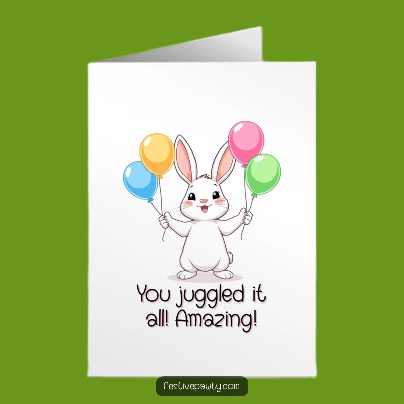 Rabbit Juggling Congrats Card - Free Printable & Funny Downloadable Celebration