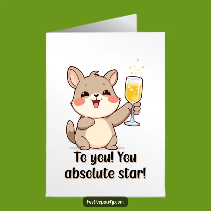 Free Printable Congrats Card: Toasting Animal Celebration Funny Downloadable Gift