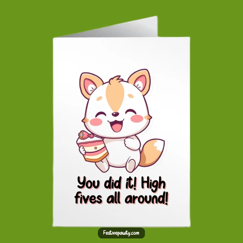 Free Printable Congrats Card: Enthusiastic Animal Celebrates Success Funny Downloadable Gift