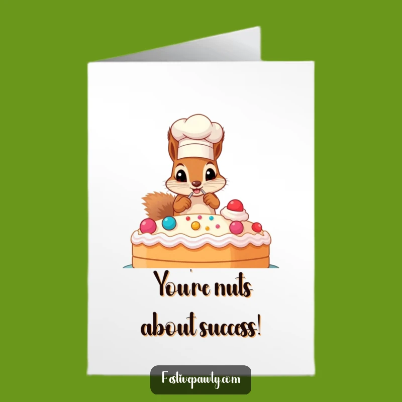 Free Printable Congrats Card: Chef Squirrel Cake Decorator Downloadable Celebration