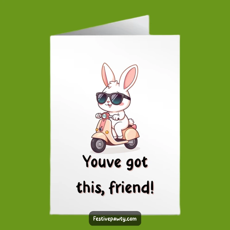 Free Printable Congrats Card: Cool Bunny on Wheels! Downloadable Celebration Gift