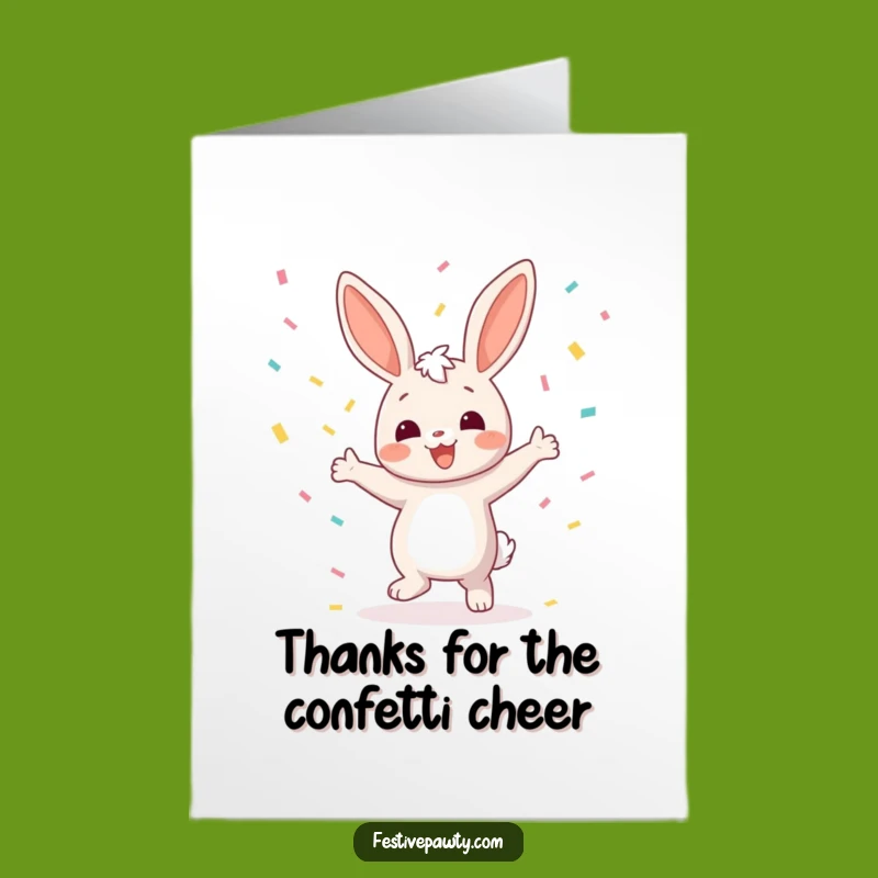 Free Printable Bunny Thank You Card: Confetti Thanks Downloadable Gift