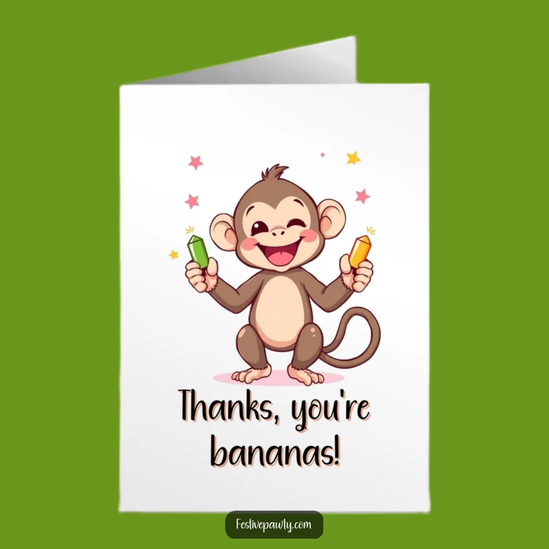 Free Printable Monkey Thank You Card: Juggling Gratitude with Humorous Flair