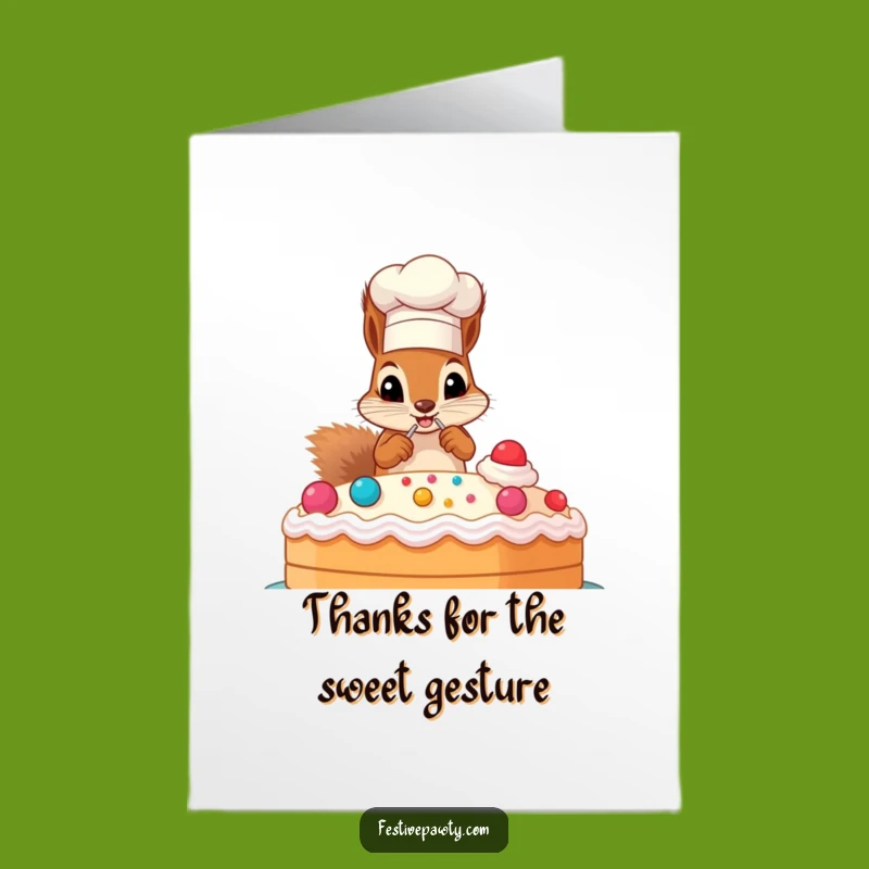 Free Printable Thank You Card: Chef Squirrel Cake Decorator Downloadable Gratitude