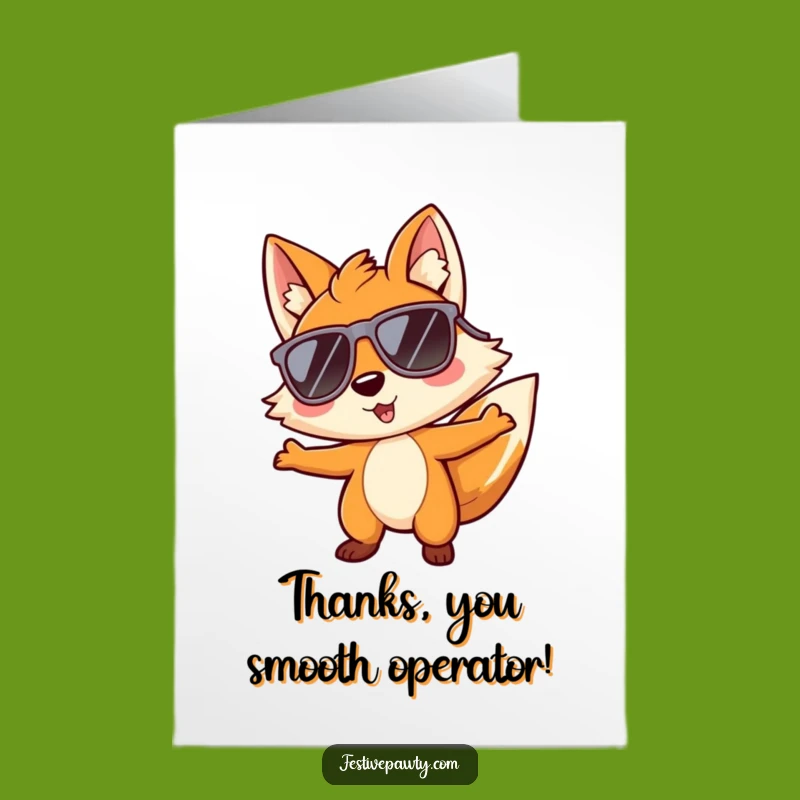 Free Printable Thank You Card: Cool Fox Grooving Sunglasses Humorous Downloadable Gift